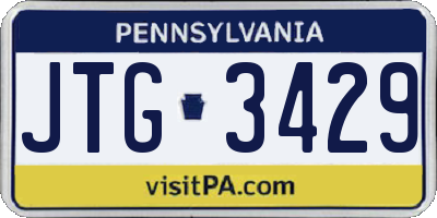 PA license plate JTG3429