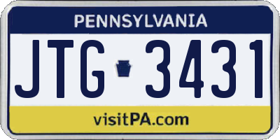 PA license plate JTG3431