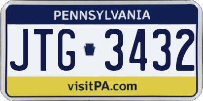 PA license plate JTG3432