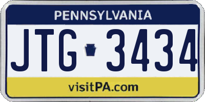 PA license plate JTG3434