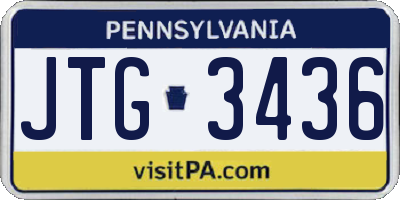 PA license plate JTG3436