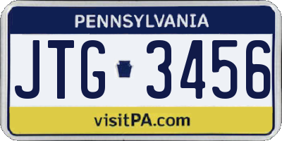PA license plate JTG3456
