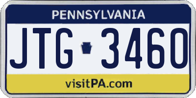 PA license plate JTG3460
