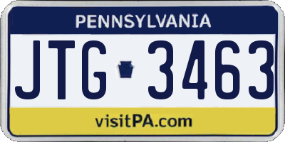 PA license plate JTG3463