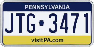 PA license plate JTG3471