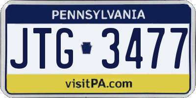 PA license plate JTG3477