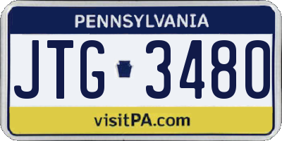 PA license plate JTG3480