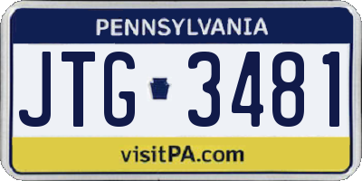 PA license plate JTG3481