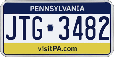 PA license plate JTG3482