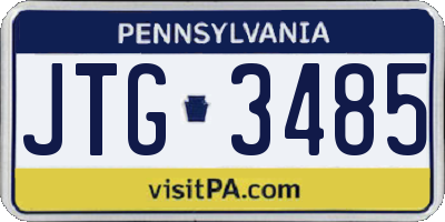 PA license plate JTG3485