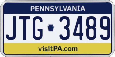 PA license plate JTG3489