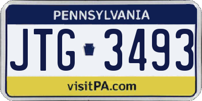 PA license plate JTG3493