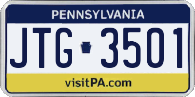 PA license plate JTG3501