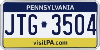 PA license plate JTG3504
