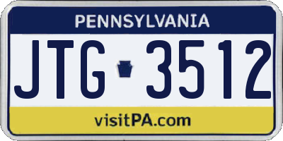 PA license plate JTG3512