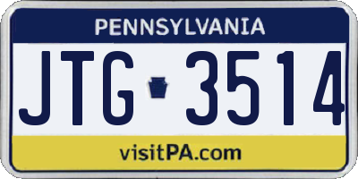 PA license plate JTG3514