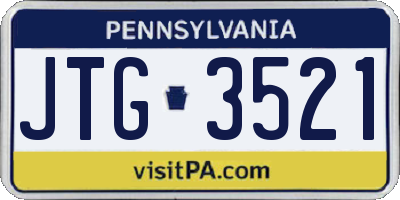 PA license plate JTG3521