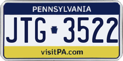 PA license plate JTG3522