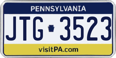 PA license plate JTG3523
