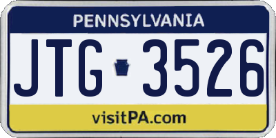 PA license plate JTG3526
