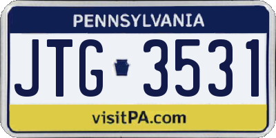 PA license plate JTG3531