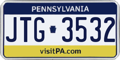 PA license plate JTG3532