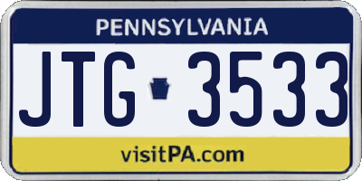 PA license plate JTG3533