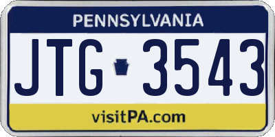 PA license plate JTG3543