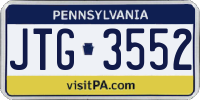 PA license plate JTG3552
