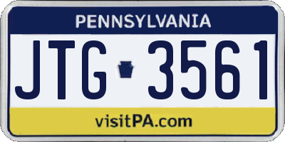 PA license plate JTG3561