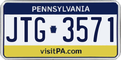 PA license plate JTG3571