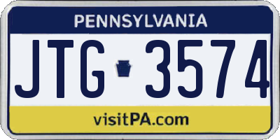 PA license plate JTG3574