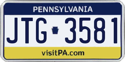 PA license plate JTG3581