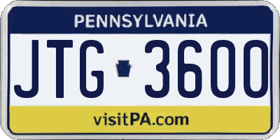 PA license plate JTG3600