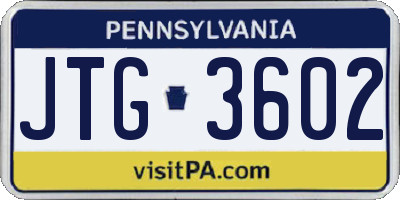 PA license plate JTG3602