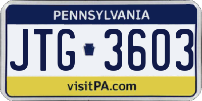 PA license plate JTG3603