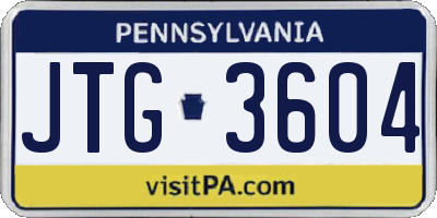 PA license plate JTG3604