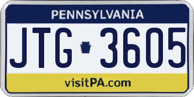 PA license plate JTG3605