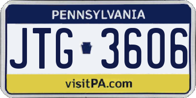 PA license plate JTG3606