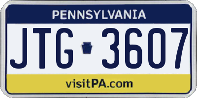 PA license plate JTG3607