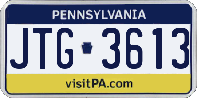 PA license plate JTG3613