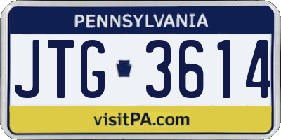 PA license plate JTG3614