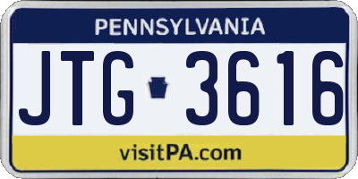 PA license plate JTG3616