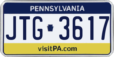 PA license plate JTG3617