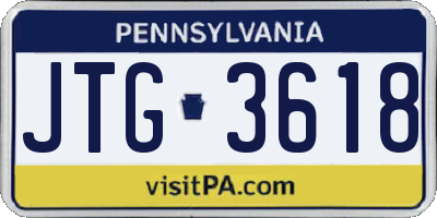 PA license plate JTG3618