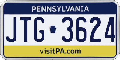PA license plate JTG3624