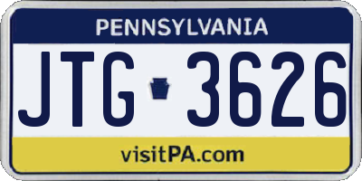 PA license plate JTG3626