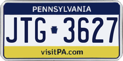PA license plate JTG3627