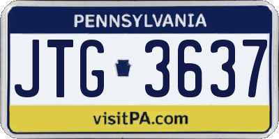 PA license plate JTG3637