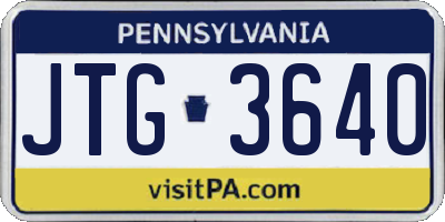PA license plate JTG3640